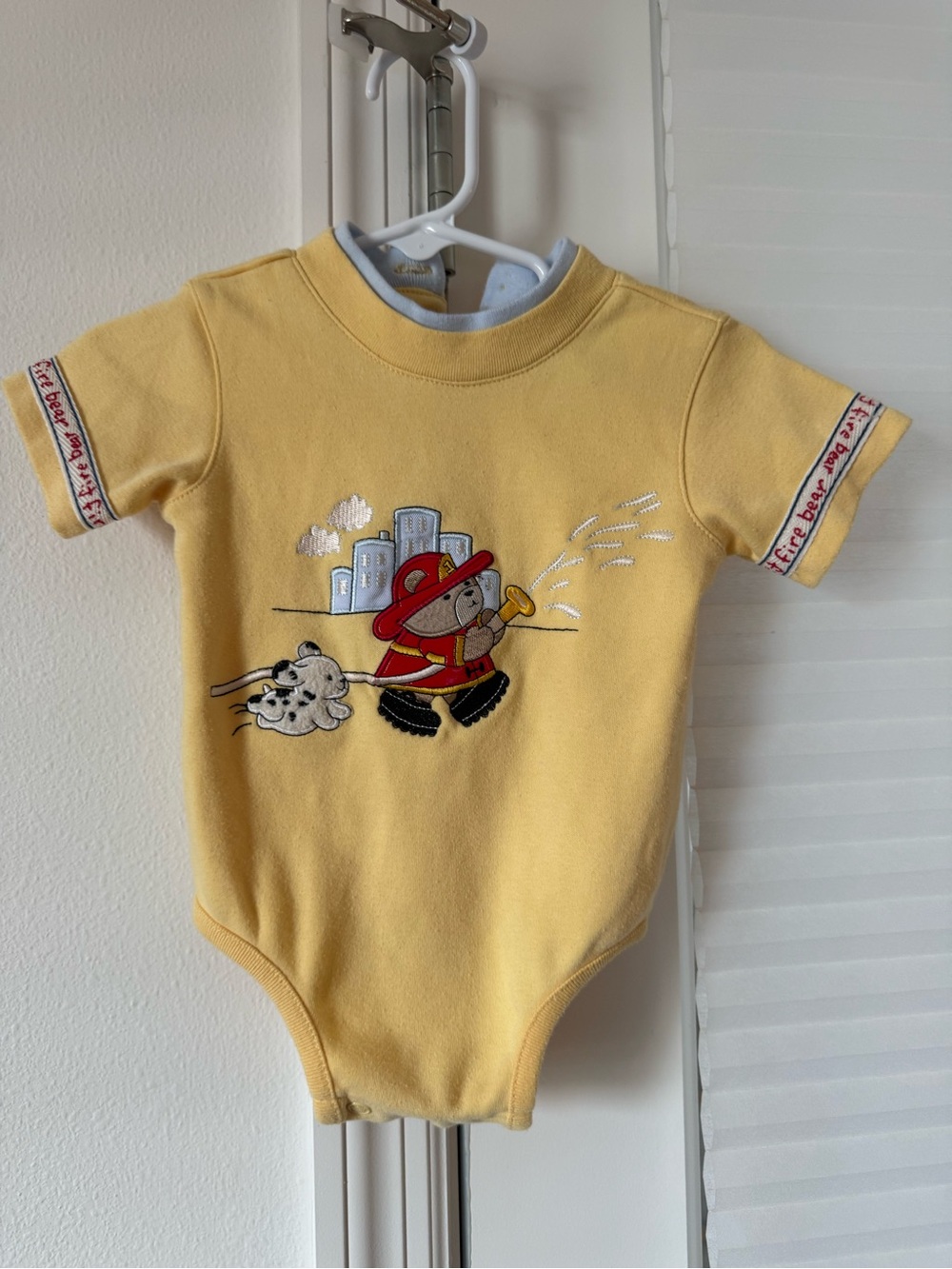 Sesame Street Yellow Firefighter Bear One-Piece Bodysuit